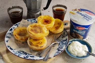 an image of custard tarts and avonmore whipped cream
